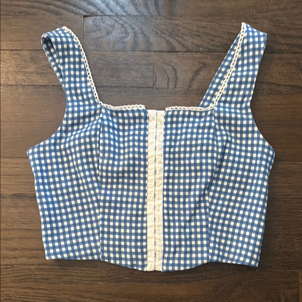 Blue Gingham Women's Top